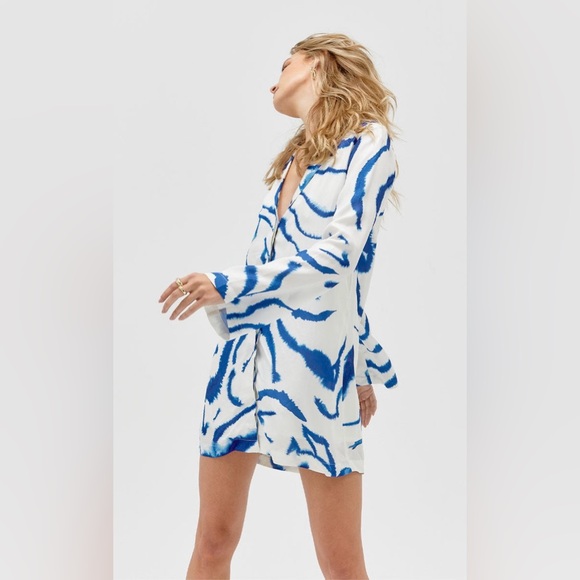 SOVERE V-Neck Wrap Dress In Blue Tide (Bought at Anthropologie) - Picture 12 of 15